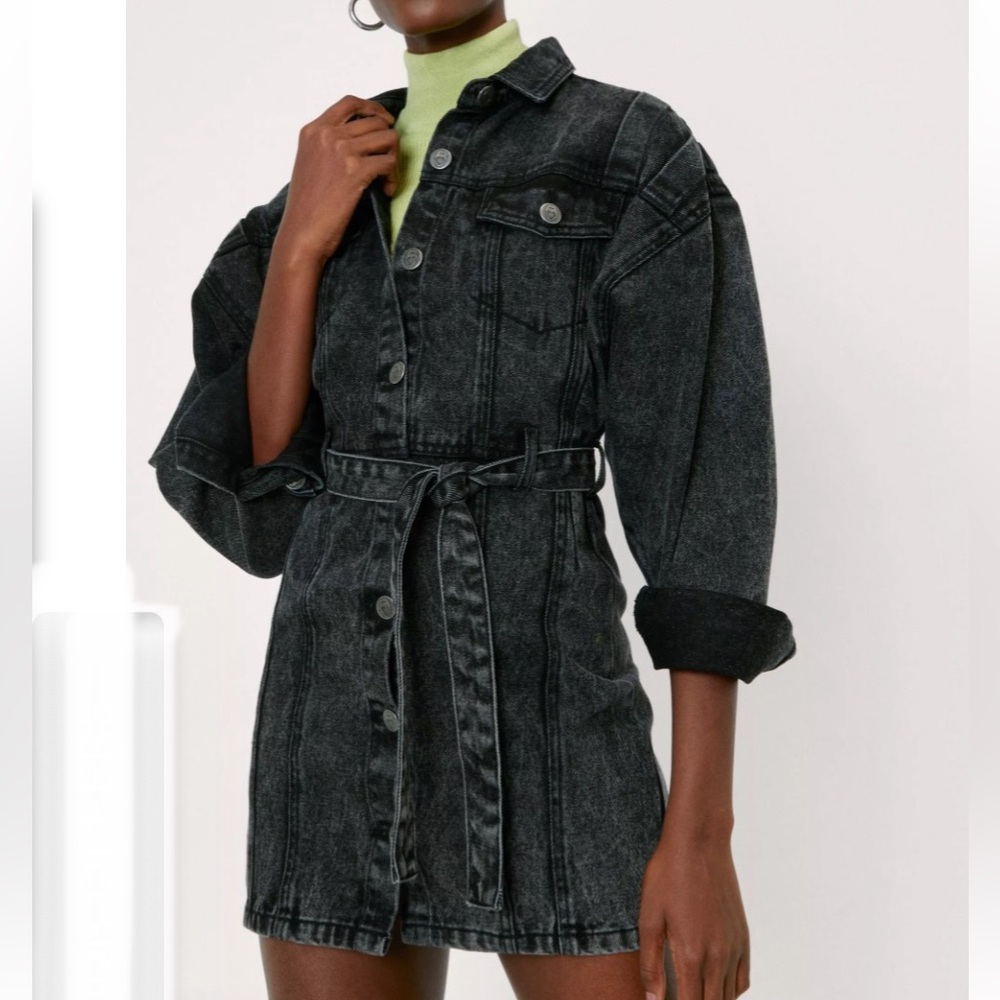 NWT Nasty Gal Structure Denim Mini Dress Washed black size 6